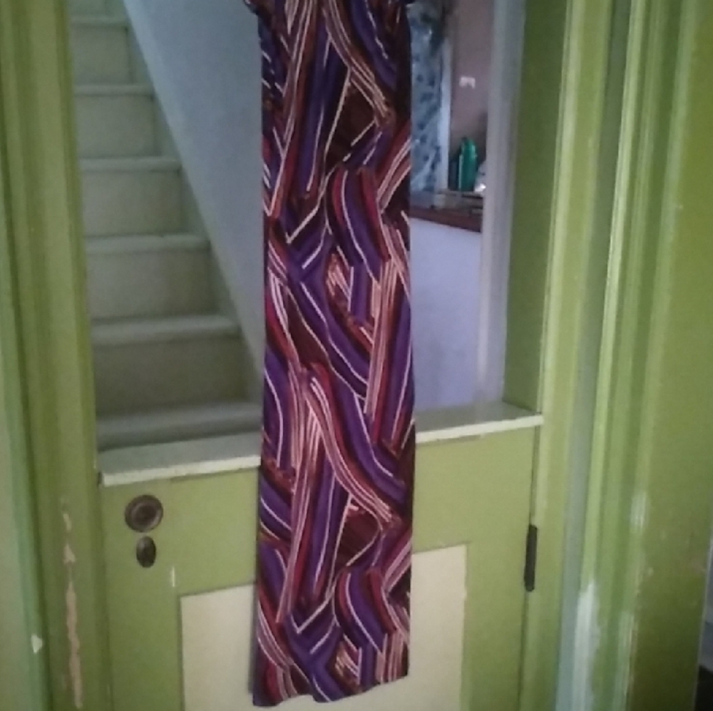 Elegant Purple and Brown Maxi Dress